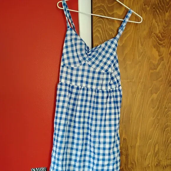 Old Navy blue/white check summer dress Size 4 - Picture 1 of 2